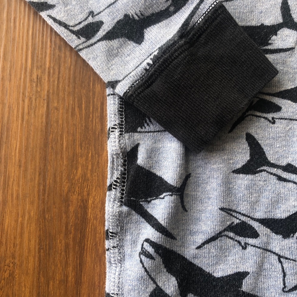 🦈 Hanna Andersson pajama pj top Boys 90cm sz 3 Long Sleeve Shirt Kids shark - Picture 4 of 8